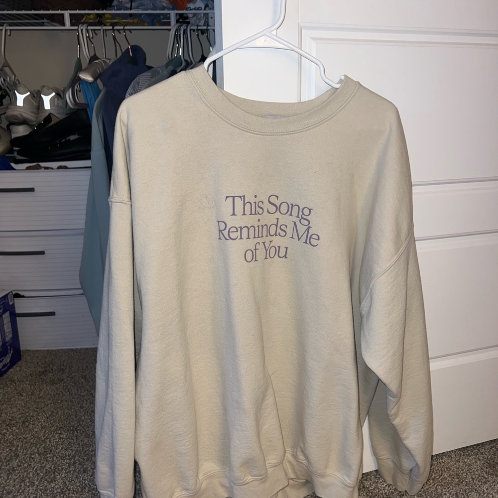 Lonely Ghost Beige Sweatshirt with Text